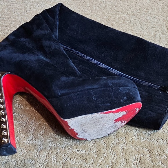 EUC Christian Louboutin Black Suede Platform Tall boots, Size 37.5 - Picture 4 of 5